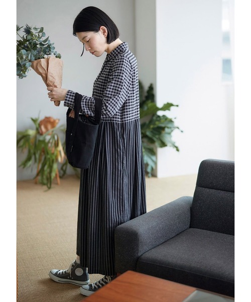 「Sunny clouds」 シャツワンピース NM グレー系その他 レディース_画像6