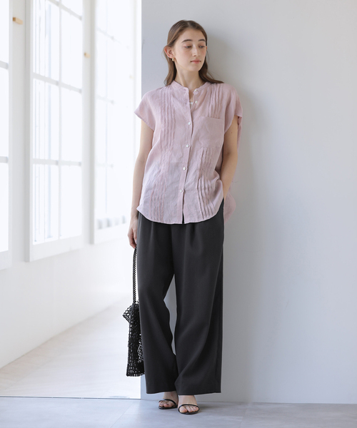 ワイドパンツ スラックス パンツ 「洗える」リボンワイドパンツ レディースの画像