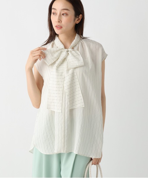 Elura（エルーラ） ブラウス シャツ ストライプボウタイブラウス 