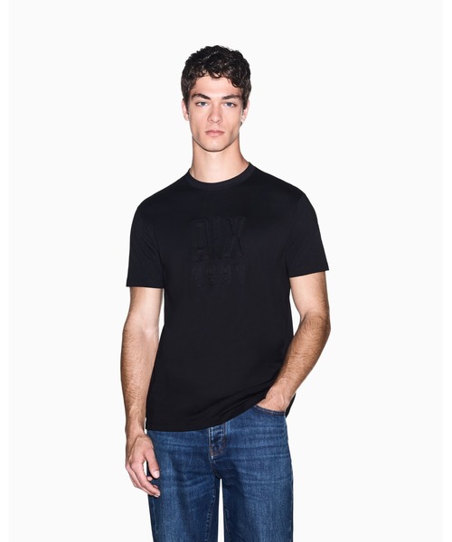 ARMANI EXCHANGE ブラック Tシャツ ARMANI EXCHANGE tシャツ 「A|X アルマーニ エクスチェンジ」エンボス
