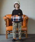 tシャツ 「おそろい」レトロチェック柄長袖Tシ...の詳細画像2