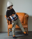 tシャツ 「おそろい」レトロチェック柄長袖Tシ...の詳細画像3