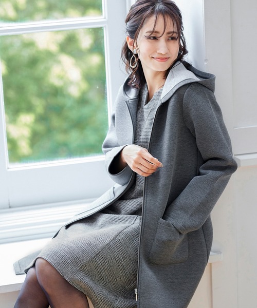 Tiaclasse カーディガン 配色使いが楽しめるダブルフェイスコーディ