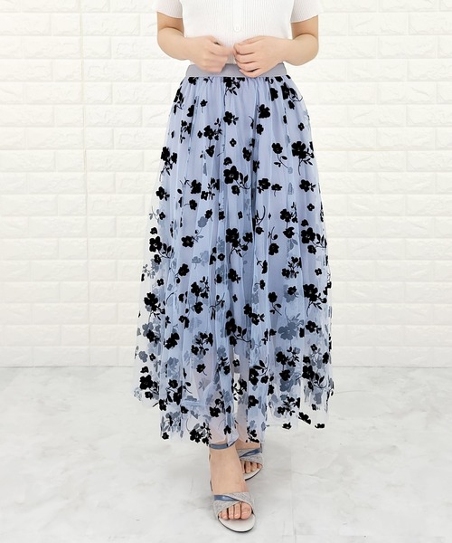 【美品】ストラフロッキーフレアロングスカート 新着ファッション - 【美品】ストラフロッキーフレアロングスカート