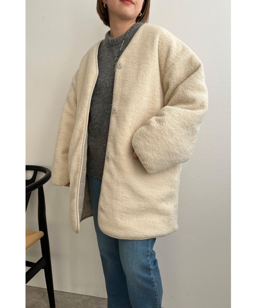 palm RICHE（ポームリシュ） リバーシブルキルティングボアコート