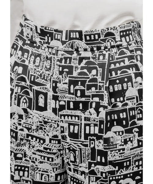 パンツ 【LUXE】ジャガード2トーンシティ柄タックパンツ LUXE STYLE ポリエステル