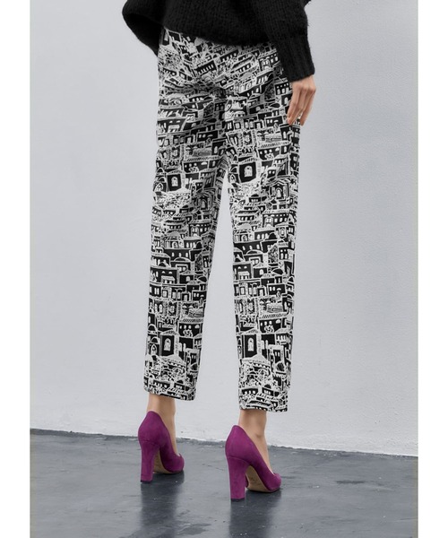 パンツ 【LUXE】ジャガード2トーンシティ柄タックパンツ LUXE STYLE ポリエステル