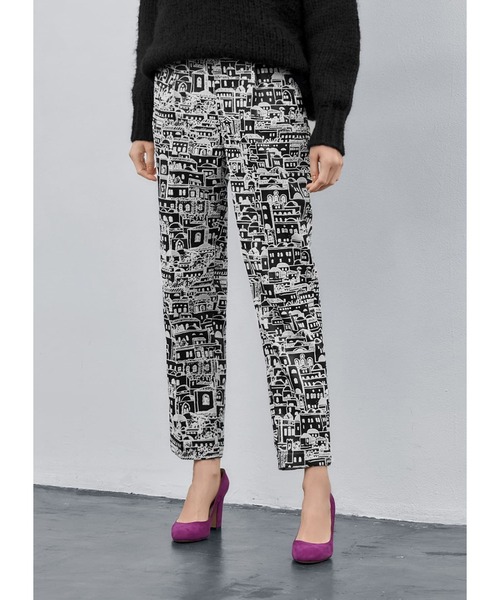 パンツ 【LUXE】ジャガード2トーンシティ柄タックパンツ LUXE STYLE ポリエステル