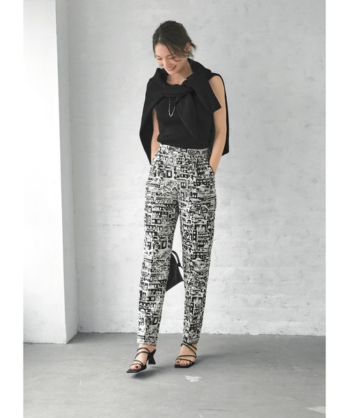 パンツ 【LUXE】ジャガード2トーンシティ柄タックパンツ LUXE STYLE ポリエステル