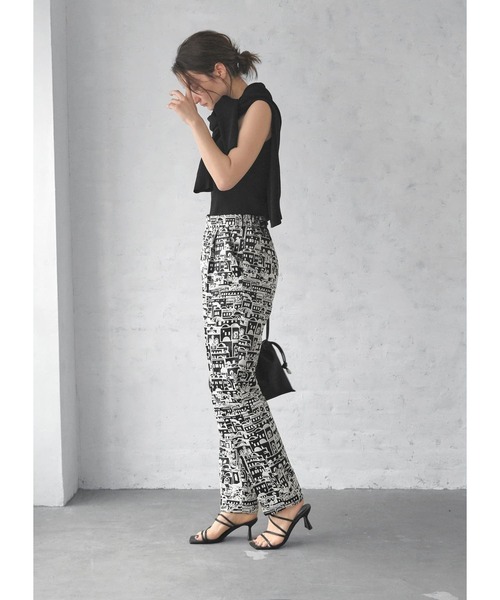 パンツ 【LUXE】ジャガード2トーンシティ柄タックパンツ LUXE STYLE ポリエステル