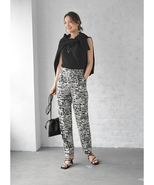 パンツ 【LUXE】ジャガード2トーンシティ柄タックパンツ LUXE STYLE ポリエステル