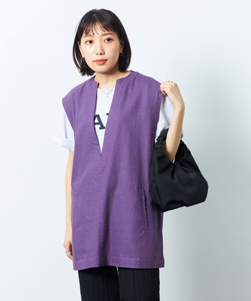 ベスト ジレ ラクーン混キーネックニットベスト レディース FREAK'S STORE ベスト ジレ 「限定展開」リネンレーヨン