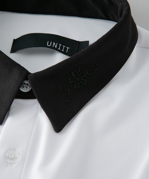 シャツ 「UNIIT/ユニット」衿配色　襟刺繍　ドルマンスリーブシャツ　ビッグシルエット　韓国モード　フラワー刺繍 メンズ レディース | UNIT（NIXON） | 13
