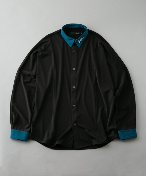 シャツ 「UNIIT/ユニット」衿配色　襟刺繍　ドルマンスリーブシャツ　ビッグシルエット　韓国モード　フラワー刺繍 メンズ レディース | UNIT（NIXON） | 14
