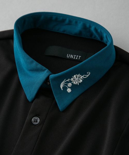 シャツ 「UNIIT/ユニット」衿配色　襟刺繍　ドルマンスリーブシャツ　ビッグシルエット　韓国モード　フラワー刺繍 メンズ レディース | UNIT（NIXON） | 18