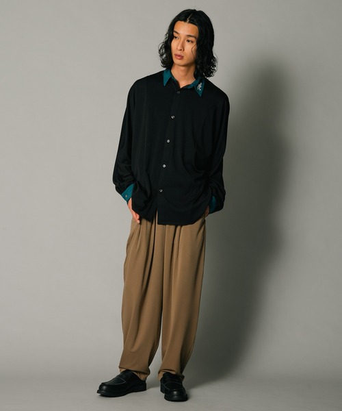 シャツ 「UNIIT/ユニット」衿配色　襟刺繍　ドルマンスリーブシャツ　ビッグシルエット　韓国モード　フラワー刺繍 メンズ レディース | UNIT（NIXON） | 02