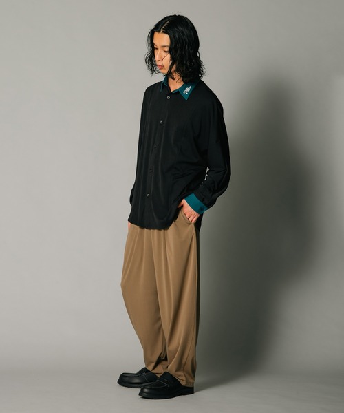 シャツ 「UNIIT/ユニット」衿配色　襟刺繍　ドルマンスリーブシャツ　ビッグシルエット　韓国モード　フラワー刺繍 メンズ レディース | UNIT（NIXON） | 03