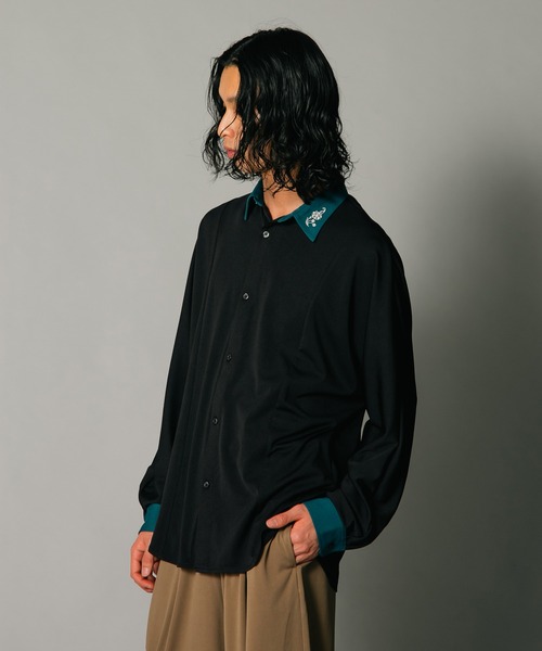 シャツ 「UNIIT/ユニット」衿配色　襟刺繍　ドルマンスリーブシャツ　ビッグシルエット　韓国モード　フラワー刺繍 メンズ レディース | UNIT（NIXON） | 07