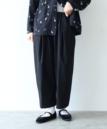 yuni ワイドパンツ パンツ 80/2強撚コットン ギャバゴムタックパンツ