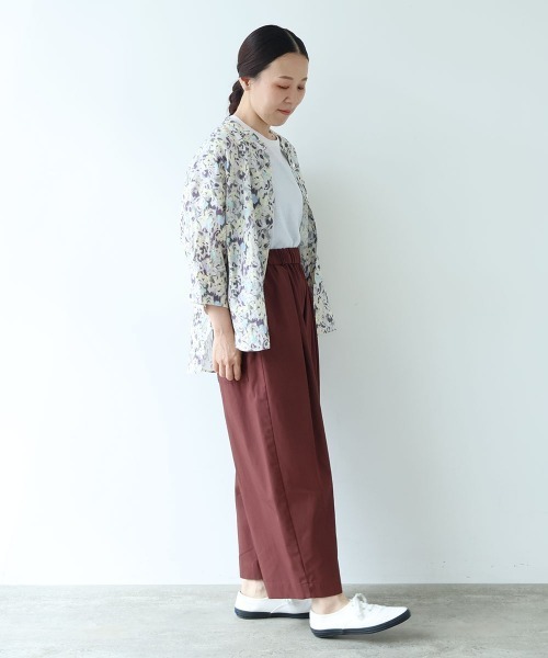 yuni ワイドパンツ パンツ 80/2強撚コットン ギャバゴムタックパンツ