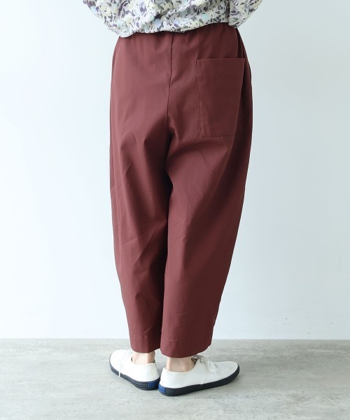 yuni ワイドパンツ パンツ 80/2強撚コットン ギャバゴムタックパンツ