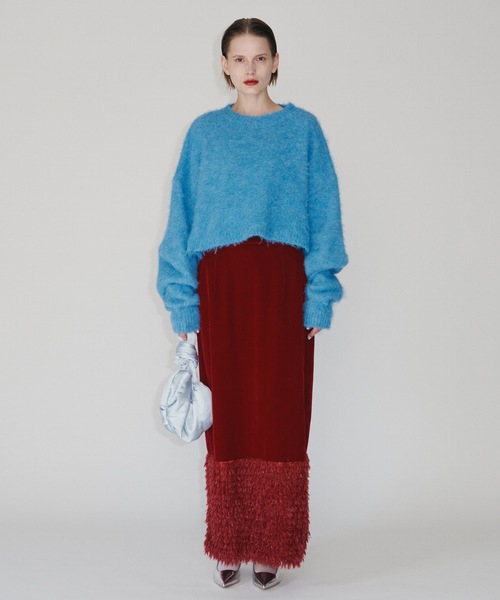 yae グリッターフリンジペンシルスカート38サイズ セール】Glitter fringe pencile skirt／グリッターフリンジ