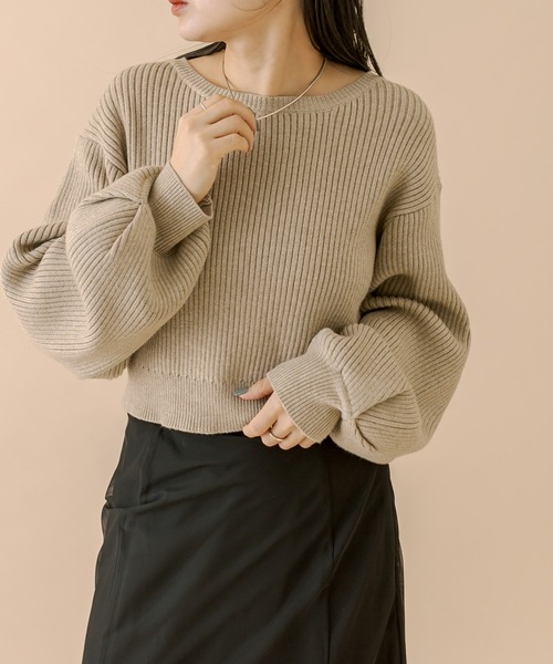 M-LINE ニット 「mline」バックリボンショートニット レディース