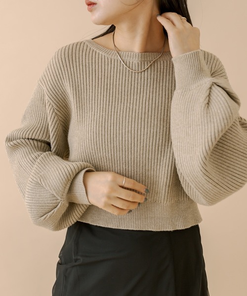 M-LINE ニット 「mline」バックリボンショートニット レディース