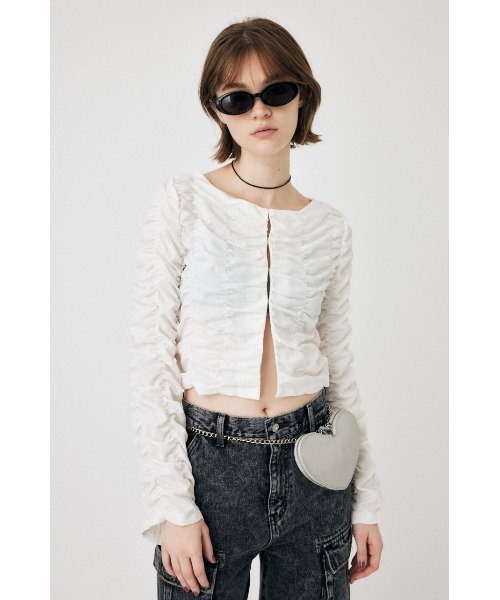 MOUSSY tシャツ SHIRRING CROP トップス レディース : ZOZOTOWN