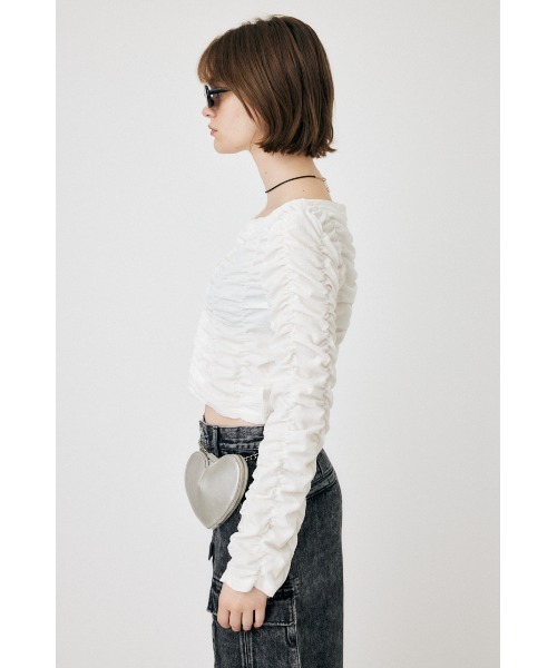 MOUSSY tシャツ SHIRRING CROP トップス レディース : ZOZOTOWN