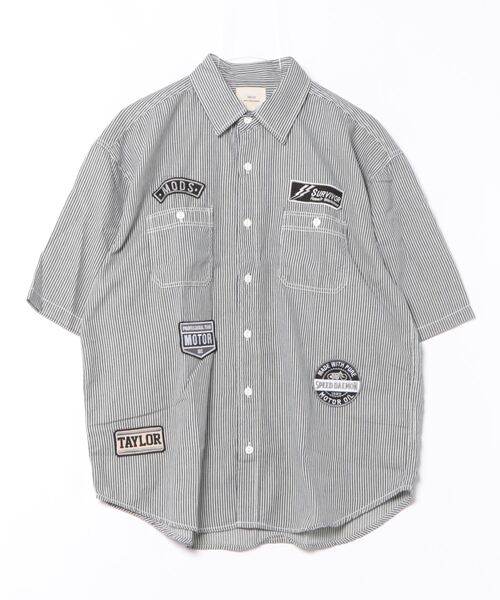 CORISCO（コリスコ） シャツ シャンブレー・ヒッコリー 半袖ワッペン