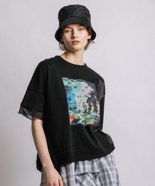 tシャツ オーシャンフォトプリントTシャツ レディース
