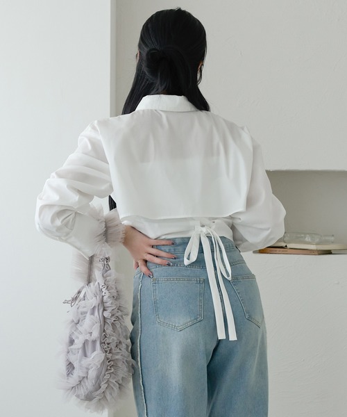 Ambre Neige（アンブルネージュ） ブラウス シャツ back lace up shirt