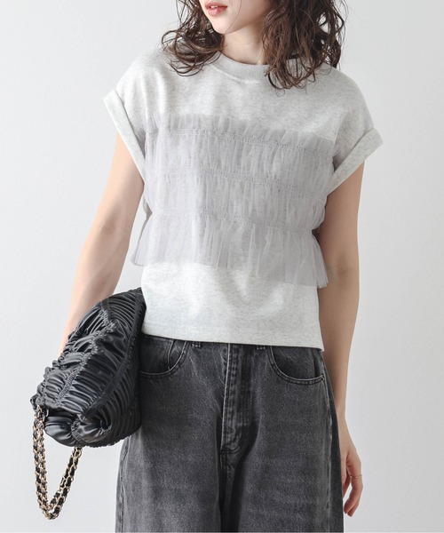 La-gemme tシャツ ビスチェ風ドッキングトップス レディース
