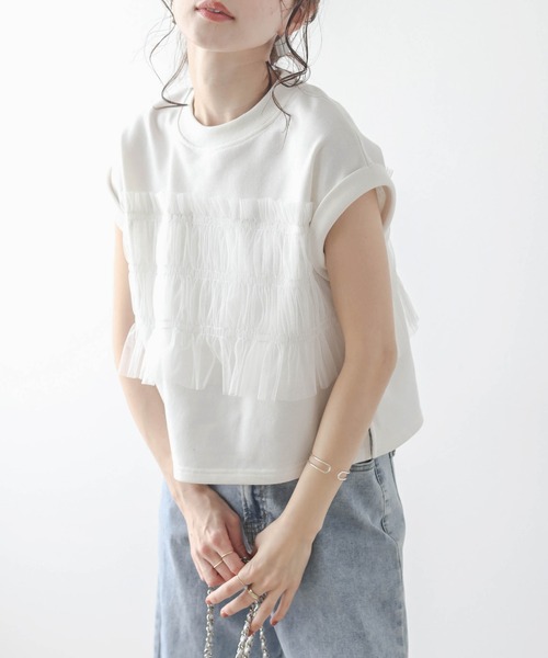 La-gemme tシャツ ビスチェ風ドッキングトップス レディース