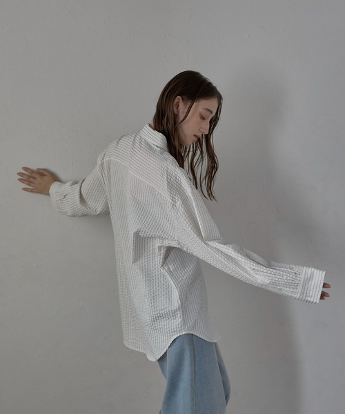 ブラウス シャツ BUMPY SHIRT レディース MINERTE ブラウス シャツ 「MINERTE」bumpy stripe shirt / ぽこ