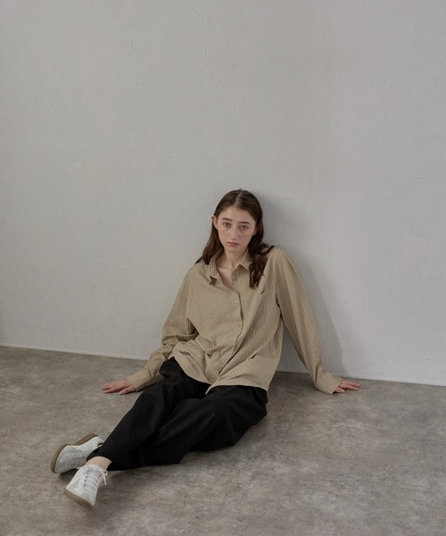 MINERTE ブラウス シャツ 「MINERTE」bumpy stripe shirt / ぽこ