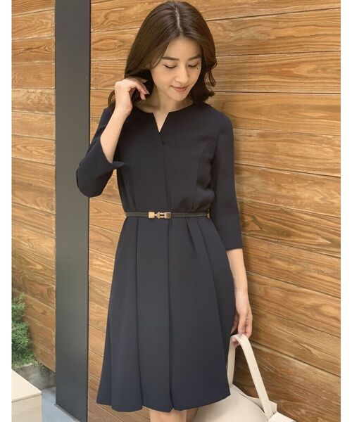 TONAL」 7分袖ワンピース 38 ネイビー レディース : 86132628  