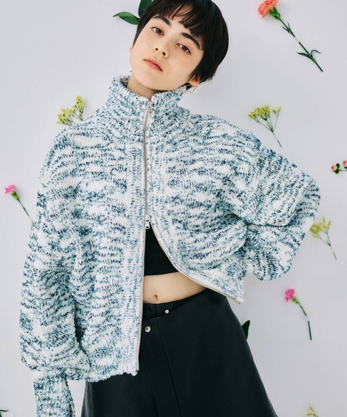 カーディガン 「WEB限定」フラッグヤーンMIXニットカーディガン レディース ADAM ET ROPE' カーディガン 「WEB限定」フラッグヤーンMIX
