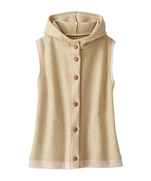 BELLUNA PLUS（ベルーナプラス） ベスト ジレ ループ風素材フード付