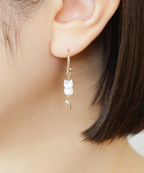 TAKE-UP（テイクアップ） ピアス 「 Palette」K10 ホワイトシェル