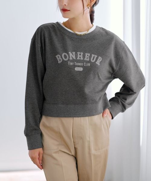 tシャツ 2wayフロッキーロゴスウェット「低身長・小柄女性」 レディース tシャツ 2wayフロッキーロゴスウェット「低身長・小柄女性