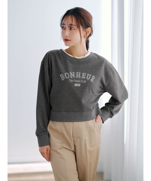 tシャツ 2wayフロッキーロゴスウェット「低身長・小柄女性」 レディース tシャツ 2wayフロッキーロゴスウェット「低身長・小柄女性