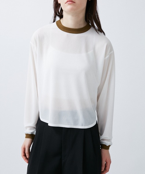 tシャツ SHEER RINGER CROPPED LONG SREEVE レディース メンズ M TO R tシャツ SHEER RINGER CROPPED LONG SREEVE レディース