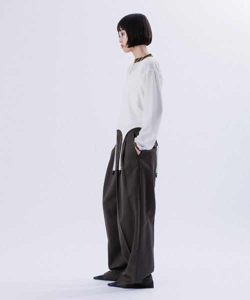M TO R tシャツ SHEER RINGER CROPPED LONG SREEVE レディース