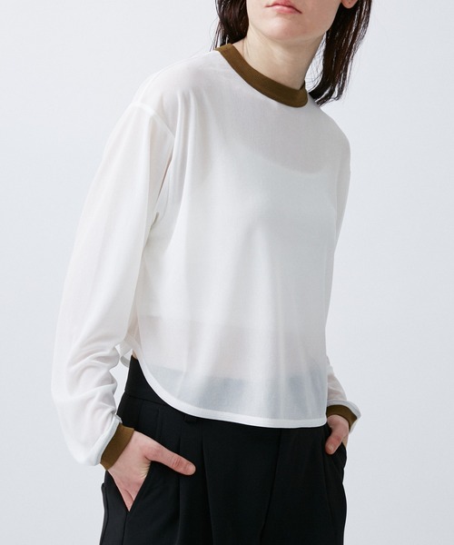 tシャツ SHEER RINGER CROPPED LONG SREEVE レディース メンズ M TO R tシャツ SHEER RINGER CROPPED LONG SREEVE レディース