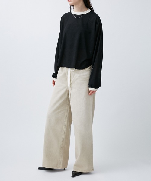 tシャツ SHEER RINGER CROPPED LONG SREEVE レディース メンズ M TO R tシャツ SHEER RINGER CROPPED LONG SREEVE レディース