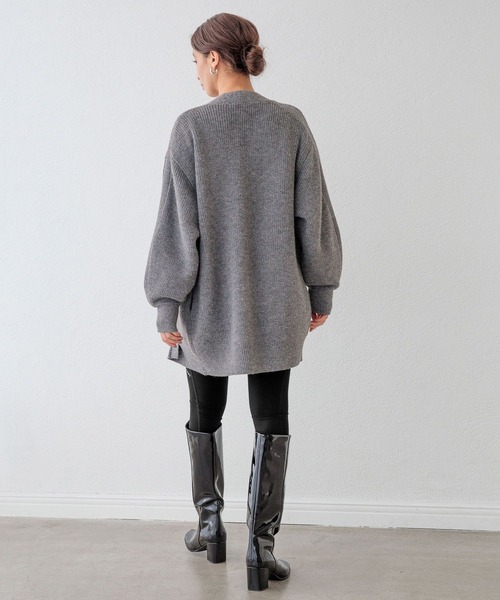 カーディガン 「HEREIAM」マシンウォッシャブル可／チュニックユルアゼＶネックカーディガン レディース HEREIAM カーディガン 「HEREIAM」マシンウォッシャブル可