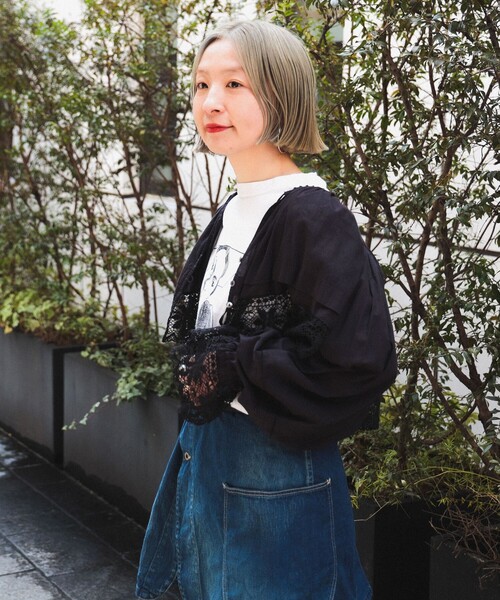 「BEAMS BOY」 長袖ブラウス FREE ネイビー レディース BEAMS BOY ブラウス シャツ ボーイ ビッグ タータン プル