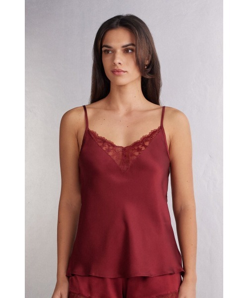 タンクトップ ノースリーブ She is a Classic シルク＆レース トップ レディース